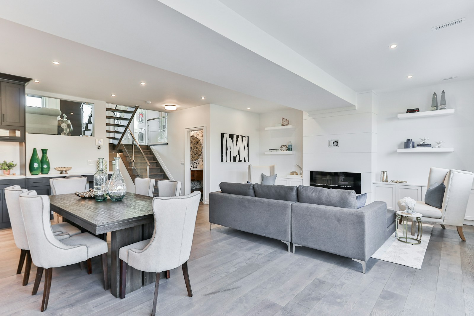 Bright open-concept dining and living space