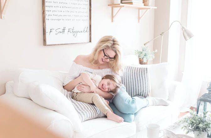 Family enjoying a bright, comfortable home together